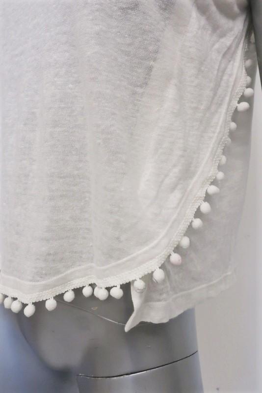 Derek Lam 10 Crosby Pom Pom Tank Top White Linen Jersey Size Extra Small - Celebrity Owned
