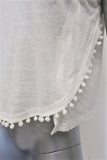 Derek Lam 10 Crosby Pom Pom Tank Top White Linen Jersey Size Extra Small - Celebrity Owned