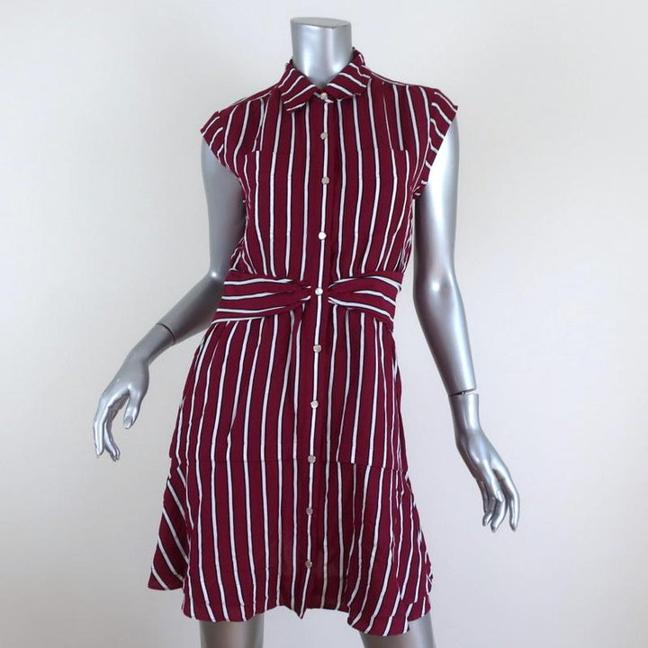Derek Lam 10 Crosby Shirtdress Raspberry Striped Size 2 Sleeveless Mini NEW - Celebrity Owned
