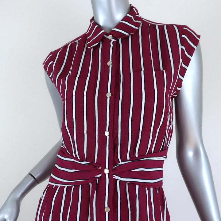 Derek Lam 10 Crosby Shirtdress Raspberry Striped Size 2 Sleeveless Mini NEW - Celebrity Owned