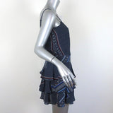 Derek Lam 10 Crosby Tiered Mini Dress Navy Scarf Print Silk Size 2 - Celebrity Owned
