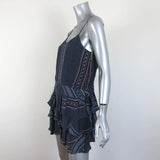 Derek Lam 10 Crosby Tiered Mini Dress Navy Scarf Print Silk Size 2 - Celebrity Owned