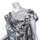 Derek Lam Asymmetric Draped Top Gray/Black Butterfly Print Silk Size US 6 - Celebrity Owned