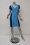 Derek Lam Dress Blue Colorblock Stretch Knit Size Medium Short Sleeve V-Neck