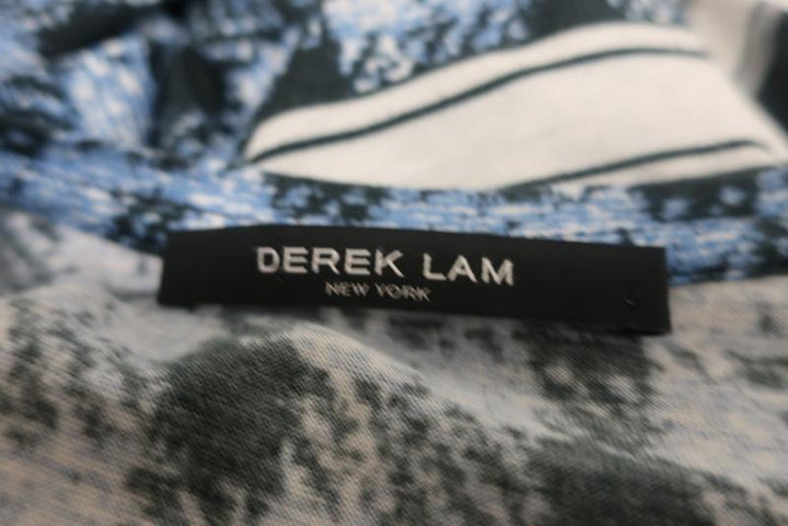 Derek Lam Dress Blue Striped Plaid Cotton Jersey Size 4 Long Sleeve Mini - Celebrity Owned