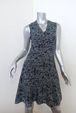 Derek Lam Dress Navy/White Printed Stretch Silk Size 2 Sleeveless Fit & Flare - Celebrity Owned