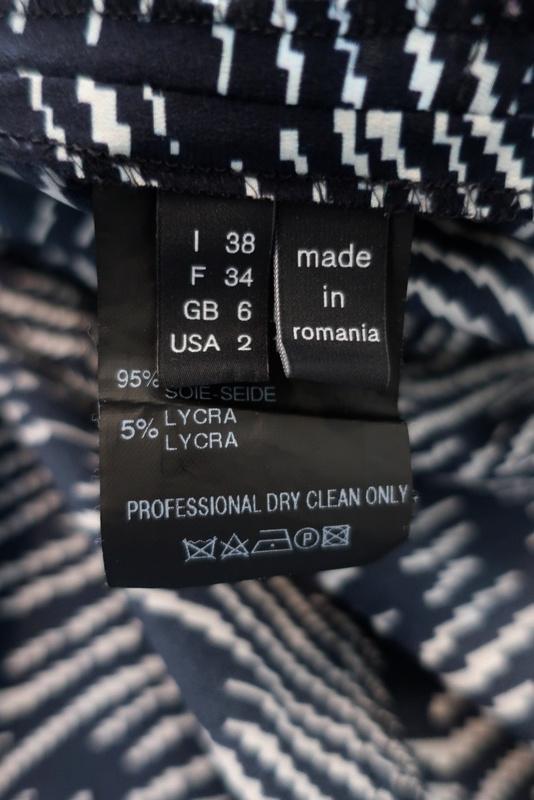 Derek Lam Dress Navy/White Printed Stretch Silk Size 2 Sleeveless Fit &amp; Flare - Celebrity Owned