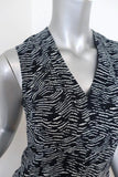 Derek Lam Dress Navy/White Printed Stretch Silk Size 2 Sleeveless Fit & Flare - Celebrity Owned