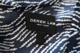 Derek Lam Dress Navy/White Printed Stretch Silk Size 2 Sleeveless Fit & Flare - Celebrity Owned
