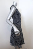 Derek Lam Dress Navy/White Printed Stretch Silk Size 2 Sleeveless Fit & Flare - Celebrity Owned