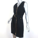 Derek Lam Zip-Front Sleeveless Mini Dress Black Stretch Cotton Size US 10 - Celebrity Owned
