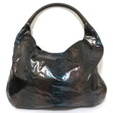 Devi Kroell Hobo Brown/Green Metallic Snakeskin Print Extra Large Shoulder Bag - Celebrity Owned