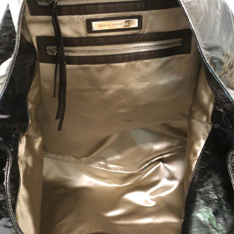 Devi Kroell Hobo Brown/Green Metallic Snakeskin Print Extra Large Shoulder Bag - Celebrity Owned
