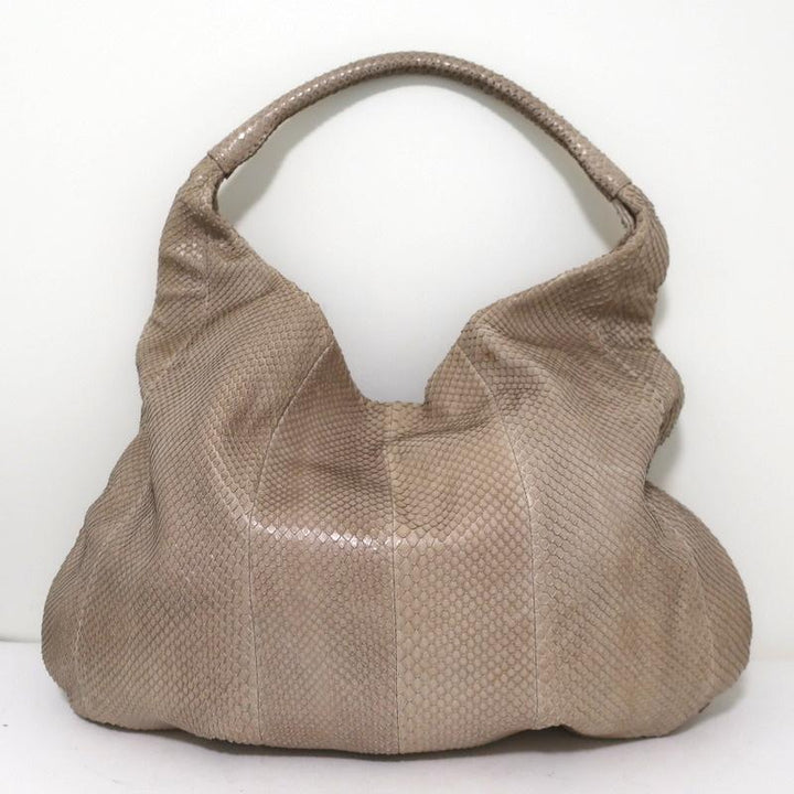 Devi Kroell Snakeskin Hobo Beige Extra Large Shoulder Bag - Celebrity Owned