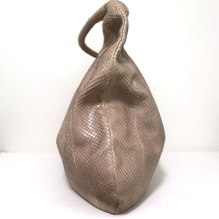Devi Kroell Snakeskin Hobo Beige Extra Large Shoulder Bag - Celebrity Owned