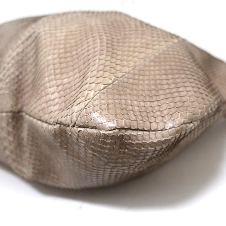 Devi Kroell Snakeskin Hobo Beige Extra Large Shoulder Bag - Celebrity Owned
