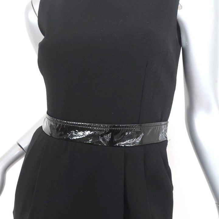 D&amp;G Dolce &amp; Gabbana Mini Dress Black Patent-Trim Crepe Size 38 Sleeveless LBD - Celebrity Owned