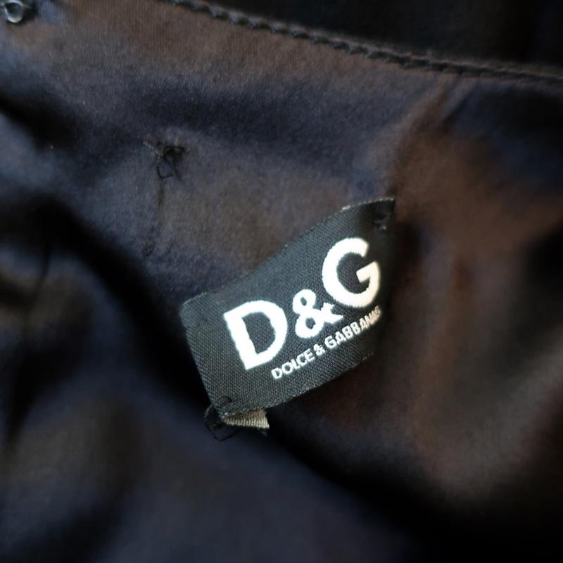 D&amp;G Dolce &amp; Gabbana Mini Dress Black Patent-Trim Crepe Size 38 Sleeveless LBD - Celebrity Owned