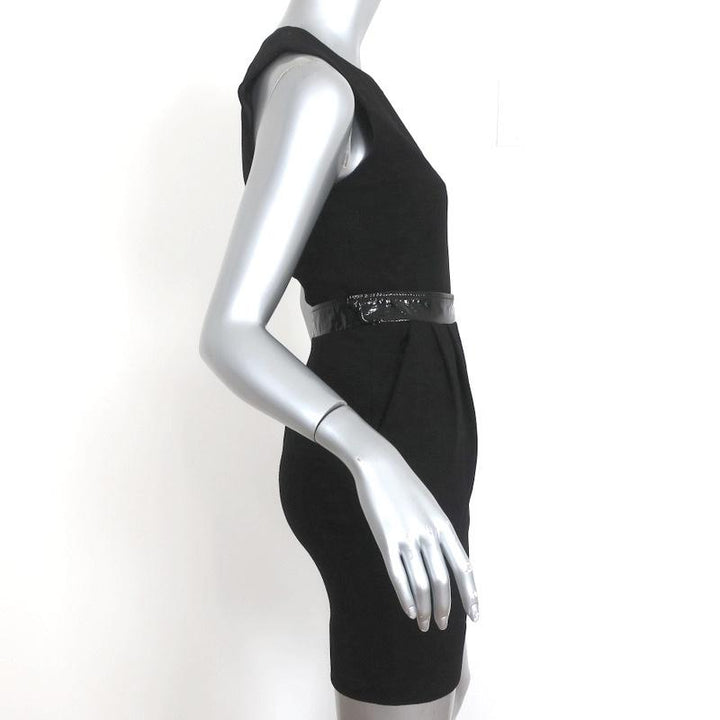 D&amp;G Dolce &amp; Gabbana Mini Dress Black Patent-Trim Crepe Size 38 Sleeveless LBD - Celebrity Owned