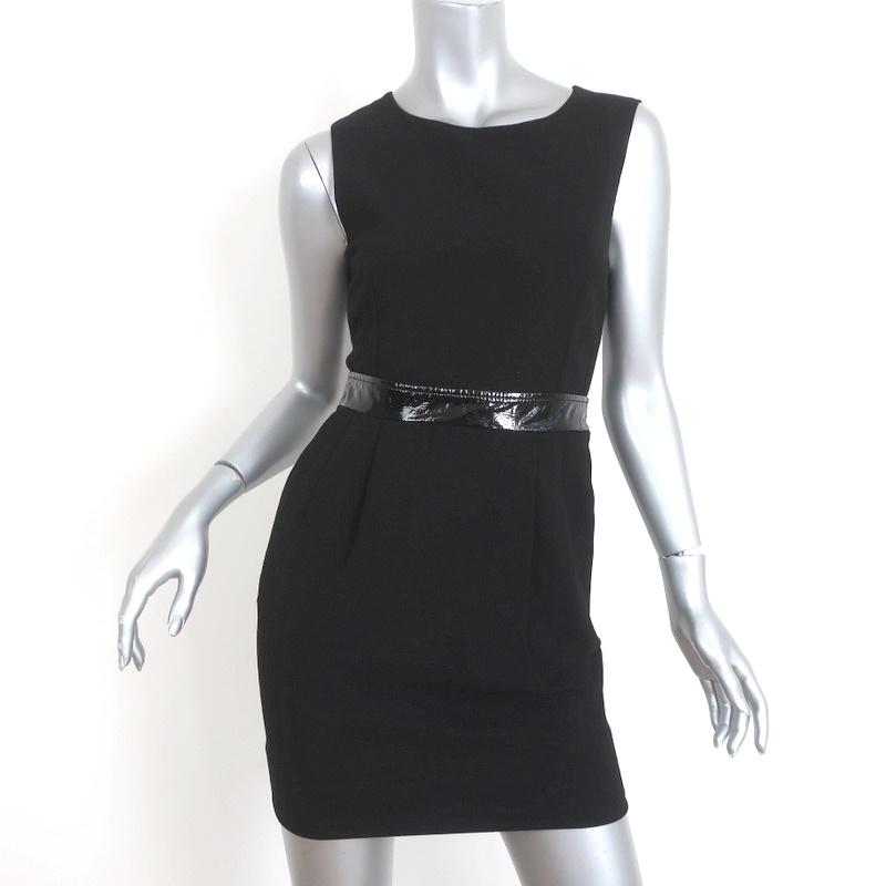 D&amp;G Dolce &amp; Gabbana Mini Dress Black Patent-Trim Crepe Size 38 Sleeveless LBD - Celebrity Owned