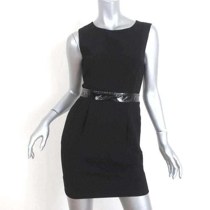 D&amp;G Dolce &amp; Gabbana Mini Dress Black Patent-Trim Crepe Size 38 Sleeveless LBD - Celebrity Owned