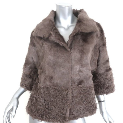 Diana Rosh Lamb Fur Jacket Taupe Size Small NEW - Celebrity Owned