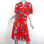 Diane von Furstenberg Dress Asher Vermillion Floral Print Mesh Size Extra Small