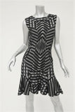 Diane von Furstenberg Dress Carlie Black/White Wool-Blend Jacquard Size 6 - Celebrity Owned