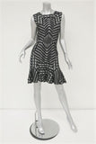 Diane von Furstenberg Dress Carlie Black/White Wool-Blend Jacquard Size 6 - Celebrity Owned