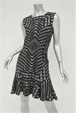 Diane von Furstenberg Dress Carlie Black/White Wool-Blend Jacquard Size 6 - Celebrity Owned