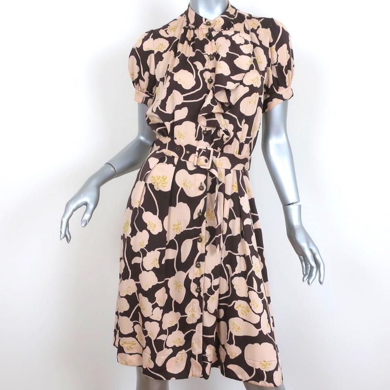 Diane von Furstenberg Dress Johann Brown/Beige Floral Print Stretch Si Celebrity Owned Diane von Furstenberg Dress Johann Brown/Beige Floral Print Stretch Si Celebrity Owned