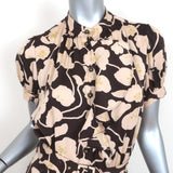 Diane von Furstenberg Dress Johann Brown/Beige Floral Print Stretch Silk Size 6 - Celebrity Owned