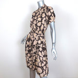 Diane von Furstenberg Dress Johann Brown/Beige Floral Print Stretch Silk Size 6 - Celebrity Owned