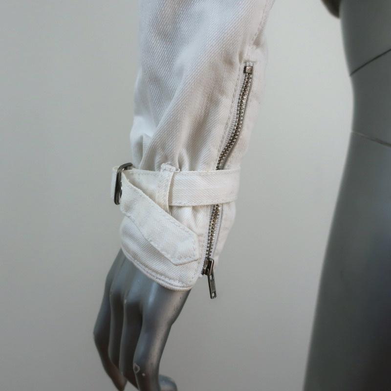 Diane von Furstenberg Moto Jacket Speedracer White Cotton Size 4 - Celebrity Owned