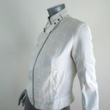 Diane von Furstenberg Moto Jacket Speedracer White Cotton Size 4 - Celebrity Owned