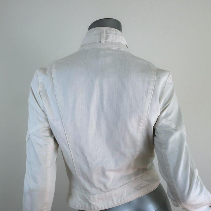 Diane von Furstenberg Moto Jacket Speedracer White Cotton Size 4 - Celebrity Owned