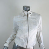 Diane von Furstenberg Moto Jacket Speedracer White Cotton Size 4 - Celebrity Owned