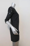 Diane von Furstenberg Sarita Dress Black Flower Lace Size 6 V-Back 3/4 Sleeve - Celebrity Owned