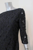 Diane von Furstenberg Sarita Dress Black Flower Lace Size 6 V-Back 3/4 Sleeve - Celebrity Owned