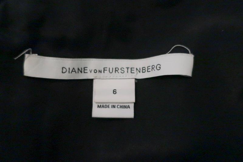 Diane von Furstenberg Sarita Dress Black Flower Lace Size 6 V-Back 3/4 Sleeve - Celebrity Owned