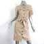 Diane von Furstenberg Shirtdress Beige Cotton-Blend Size 6 Short Sleeve Dress