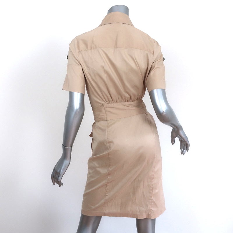 Diane von Furstenberg Shirtdress Beige Cotton-Blend Size 6 Short Sleeve Dress - Celebrity Owned