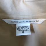 Diane von Furstenberg Shirtdress Beige Cotton-Blend Size 6 Short Sleeve Dress - Celebrity Owned