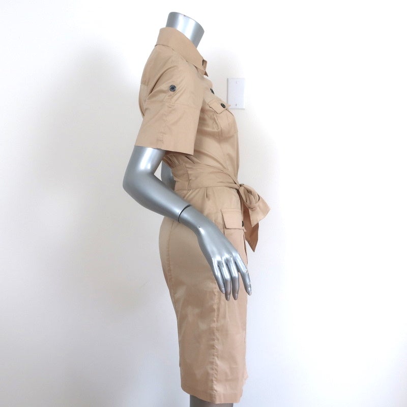 Diane von Furstenberg Shirtdress Beige Cotton-Blend Size 6 Short Sleeve Dress - Celebrity Owned