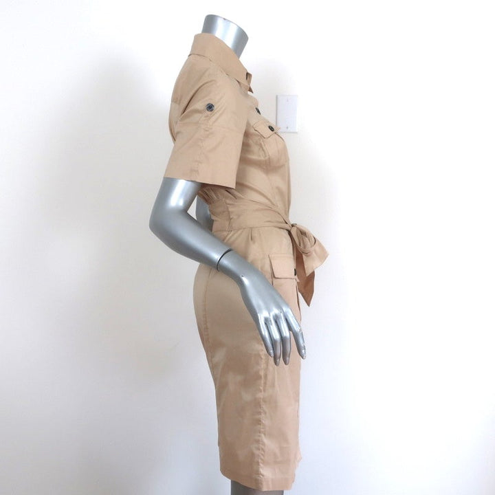 Diane von Furstenberg Shirtdress Beige Cotton-Blend Size 6 Short Sleeve Dress - Celebrity Owned