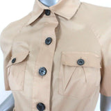Diane von Furstenberg Shirtdress Beige Cotton-Blend Size 6 Short Sleeve Dress - Celebrity Owned