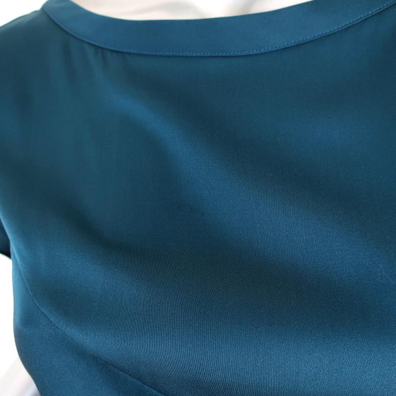 Diane von Furstenberg Side-Tie Dress Leron Teal Stretch Silk Size 2 Short Sleeve - Celebrity Owned