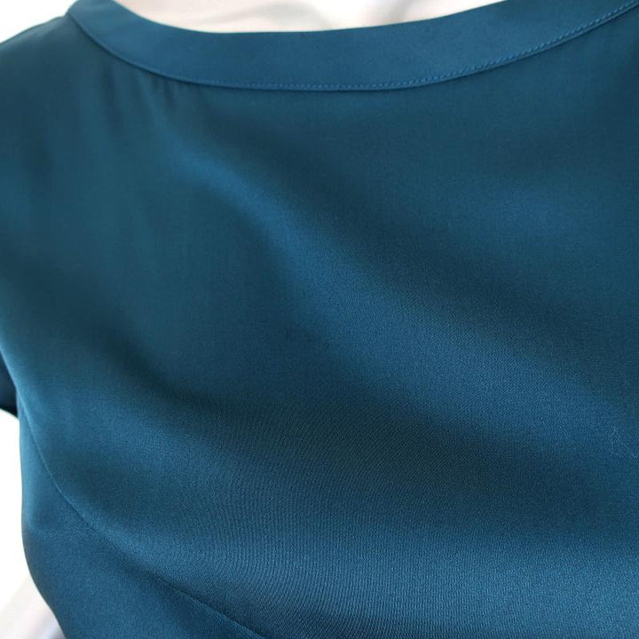Diane von Furstenberg Side-Tie Dress Leron Teal Stretch Silk Size 2 Short Sleeve - Celebrity Owned