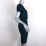 Diane von Furstenberg Side-Tie Dress Leron Teal Stretch Silk Size 2 Short Sleeve - Celebrity Owned