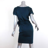 Diane von Furstenberg Side-Tie Dress Leron Teal Stretch Silk Size 2 Short Sleeve - Celebrity Owned